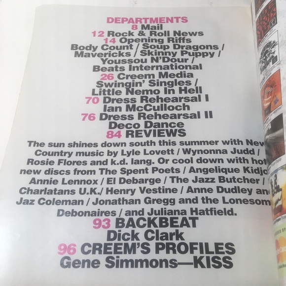 Vintage Creem Magazine June July 1992 Vol 1 Num 7 The Cure Summer Double Issue - Picture 6 of 11